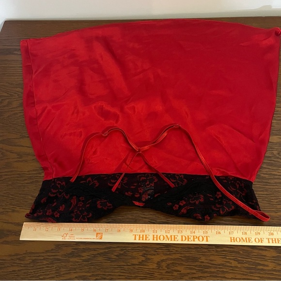 Linea Donatella Womens Red Black Lace Chemise Slip Dress Vampire 2X Romantic - Picture 9 of 10